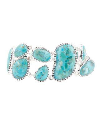 Refined Blue Turquoise Silver Link Bracelet