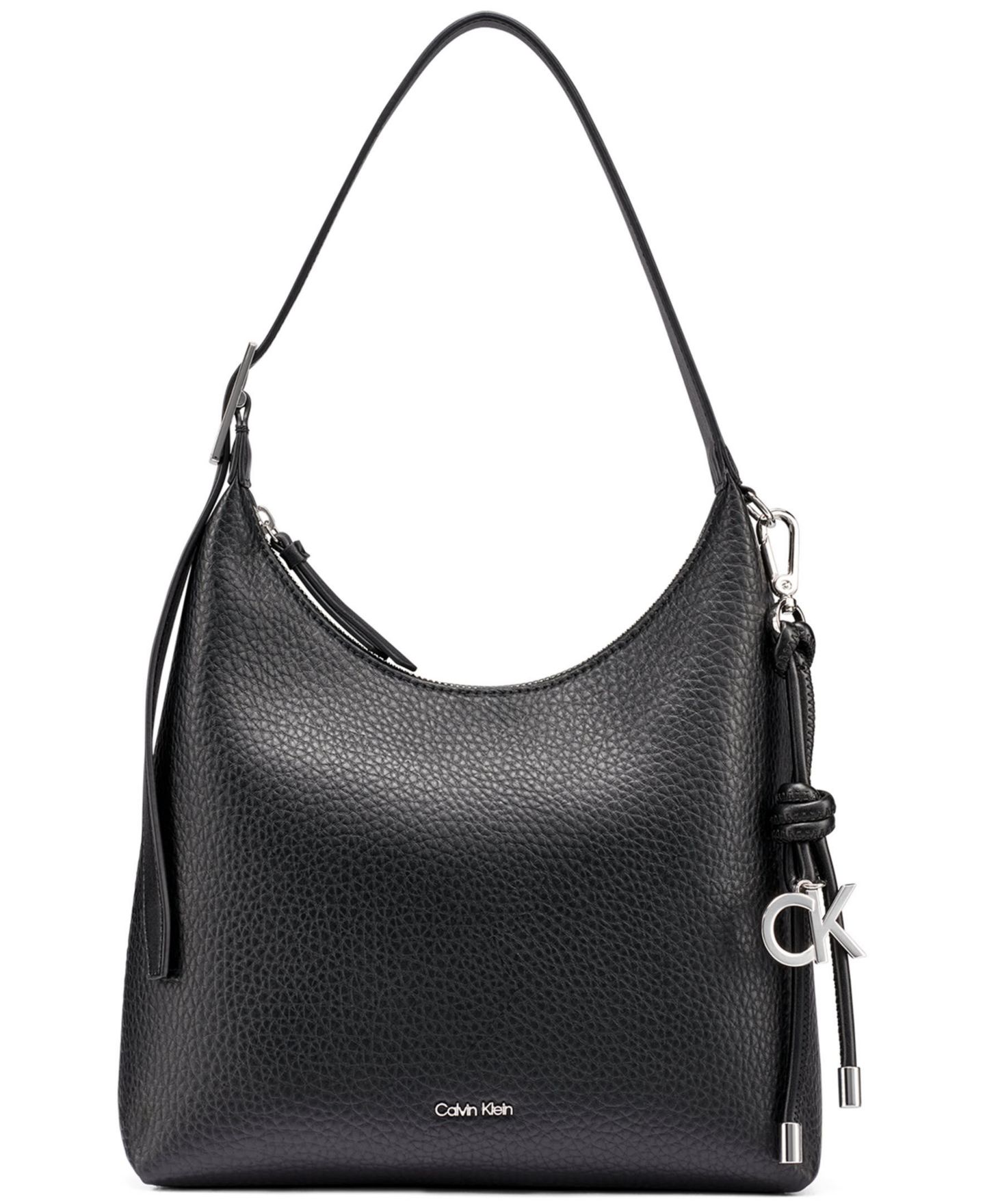 Женская сумка Calvin Klein Erina Zipper Small Hobo Satchel, цвет: Чёрный / Серебряный — фото 1