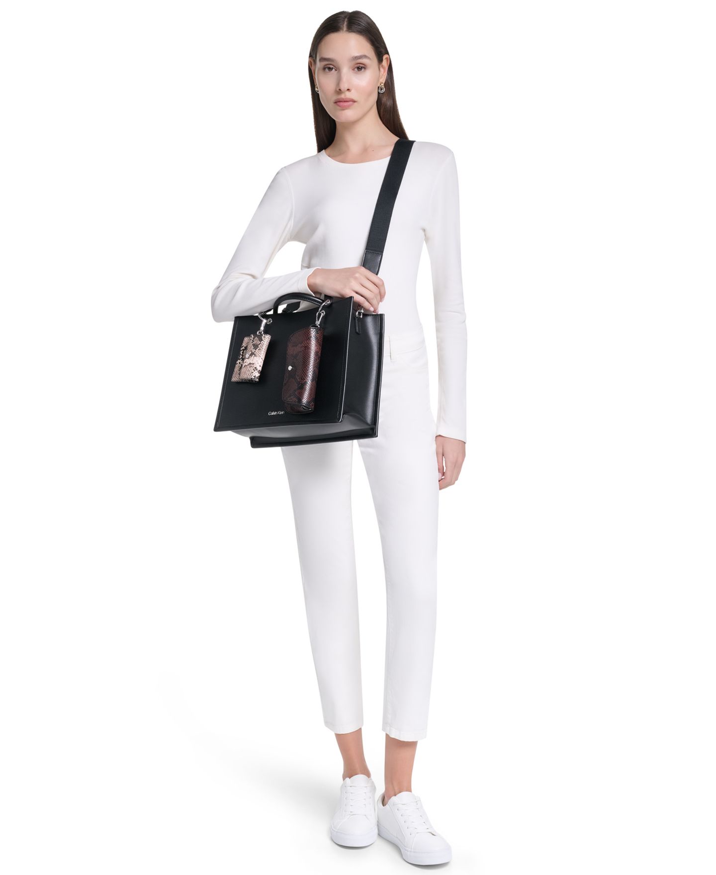 Женская сумка Calvin Klein Kieran Medium Satchel Handbag, цвет: Чёрный комбинированный — фото 8