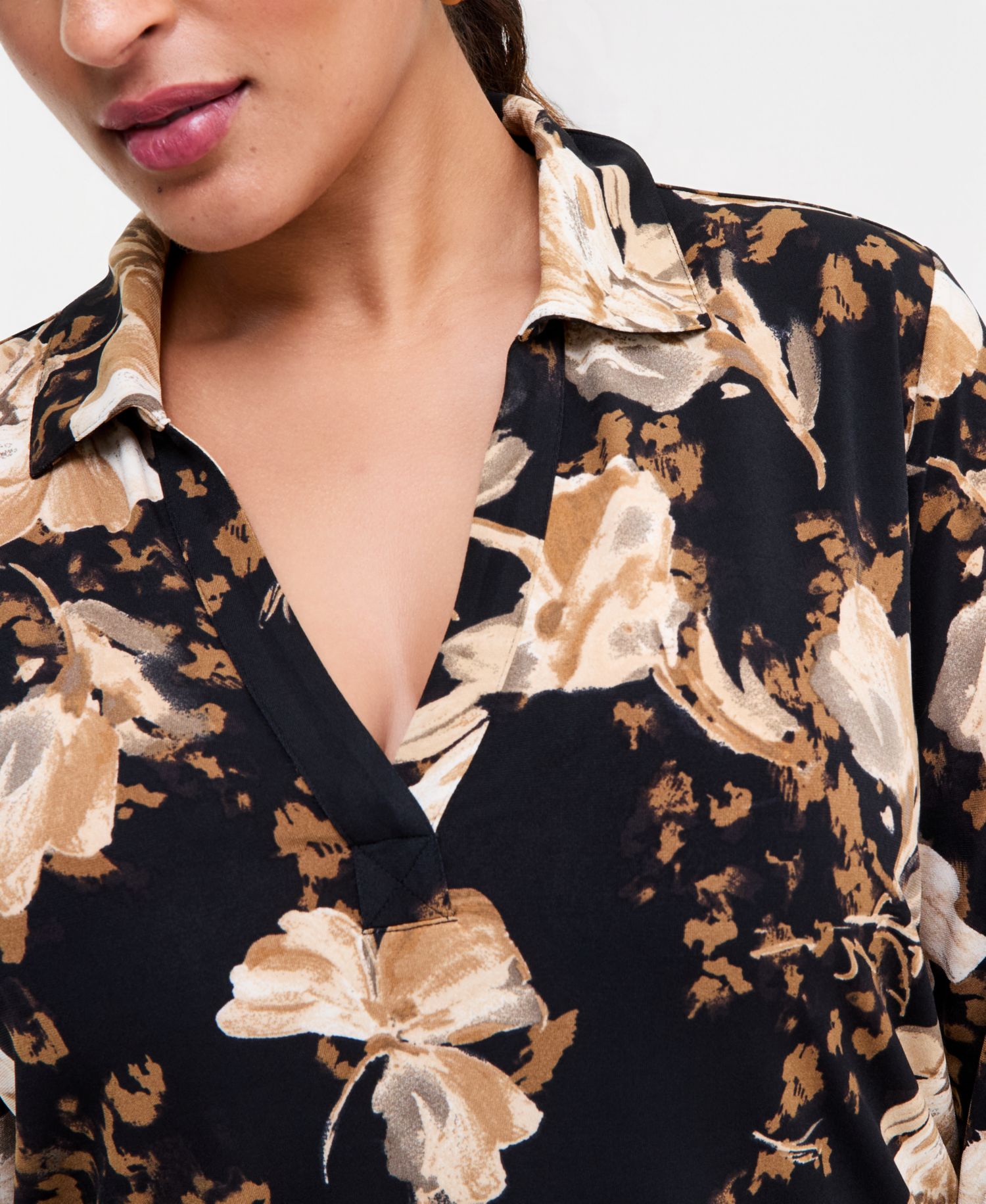 Plus Size Johnny-Collar Top
