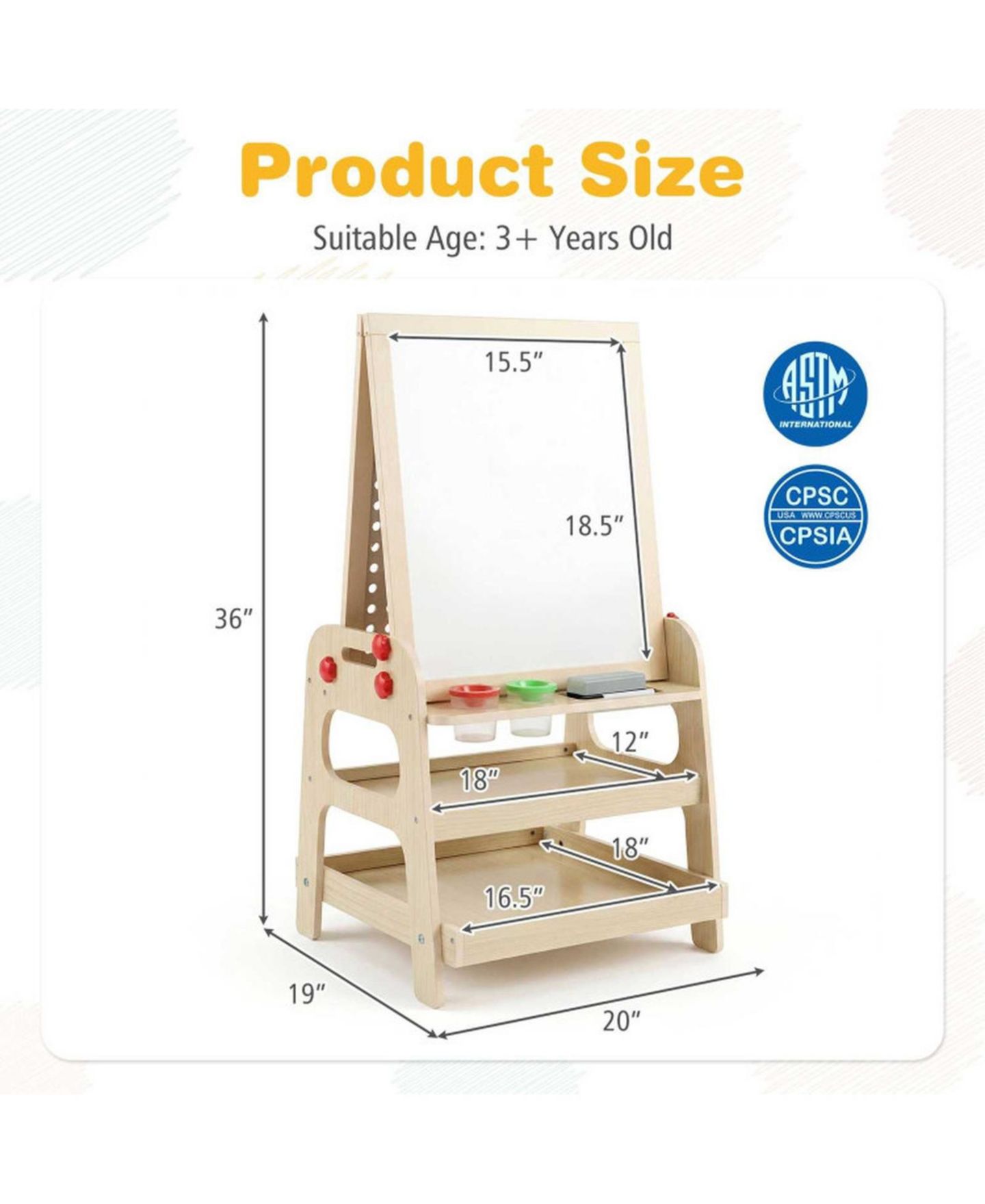 Детский конструктор HONGGE 2-in-1 Magnetic Art Easel and Marble Run Building Set, Ages 3+, цвет: Сосновый — фото 3