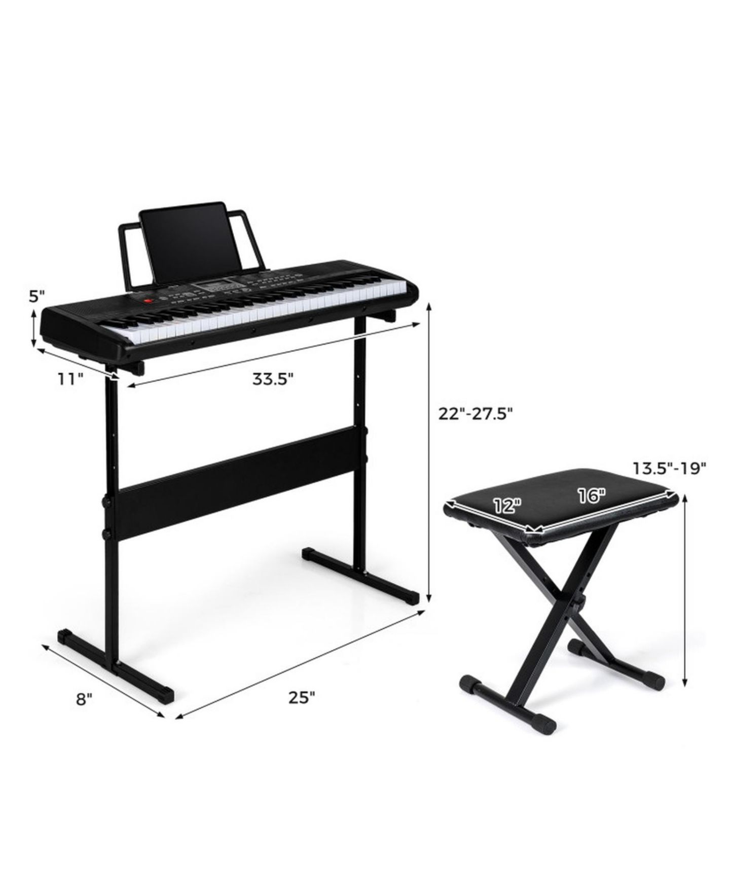 Детские игрушки SUGIFT 61 Keys Electric Keyboard with Light-up Keys and Teaching Mode, 3-Piece Kit, Ages 8+, цвет: Чёрный — фото 3