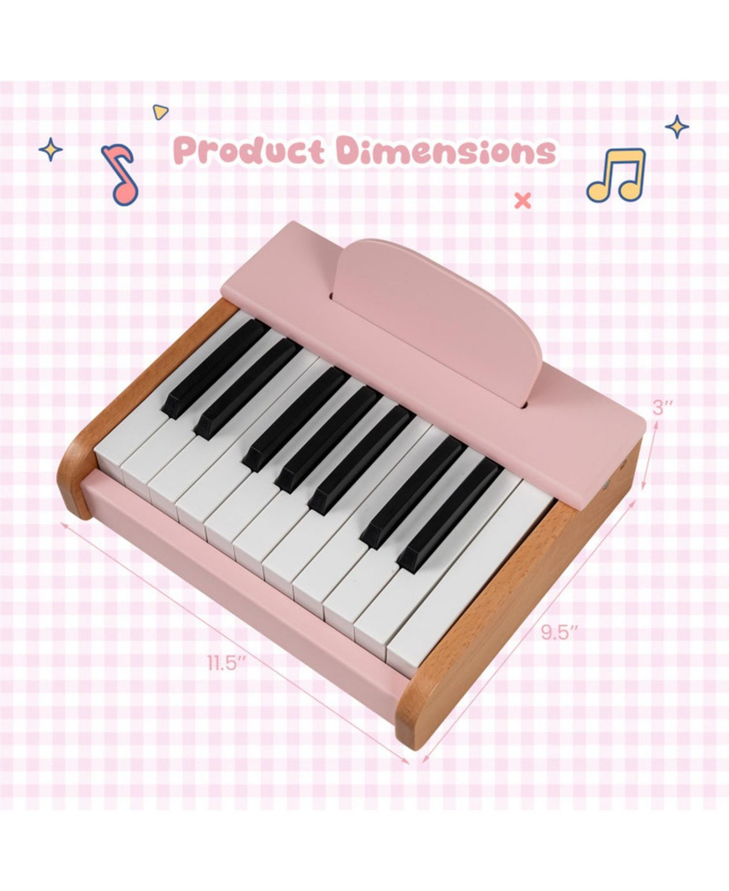 Детская игрушка HONGGE 18-Key Wooden Musical Toy Piano, Ages 3+, цвет: Розовый — фото 3