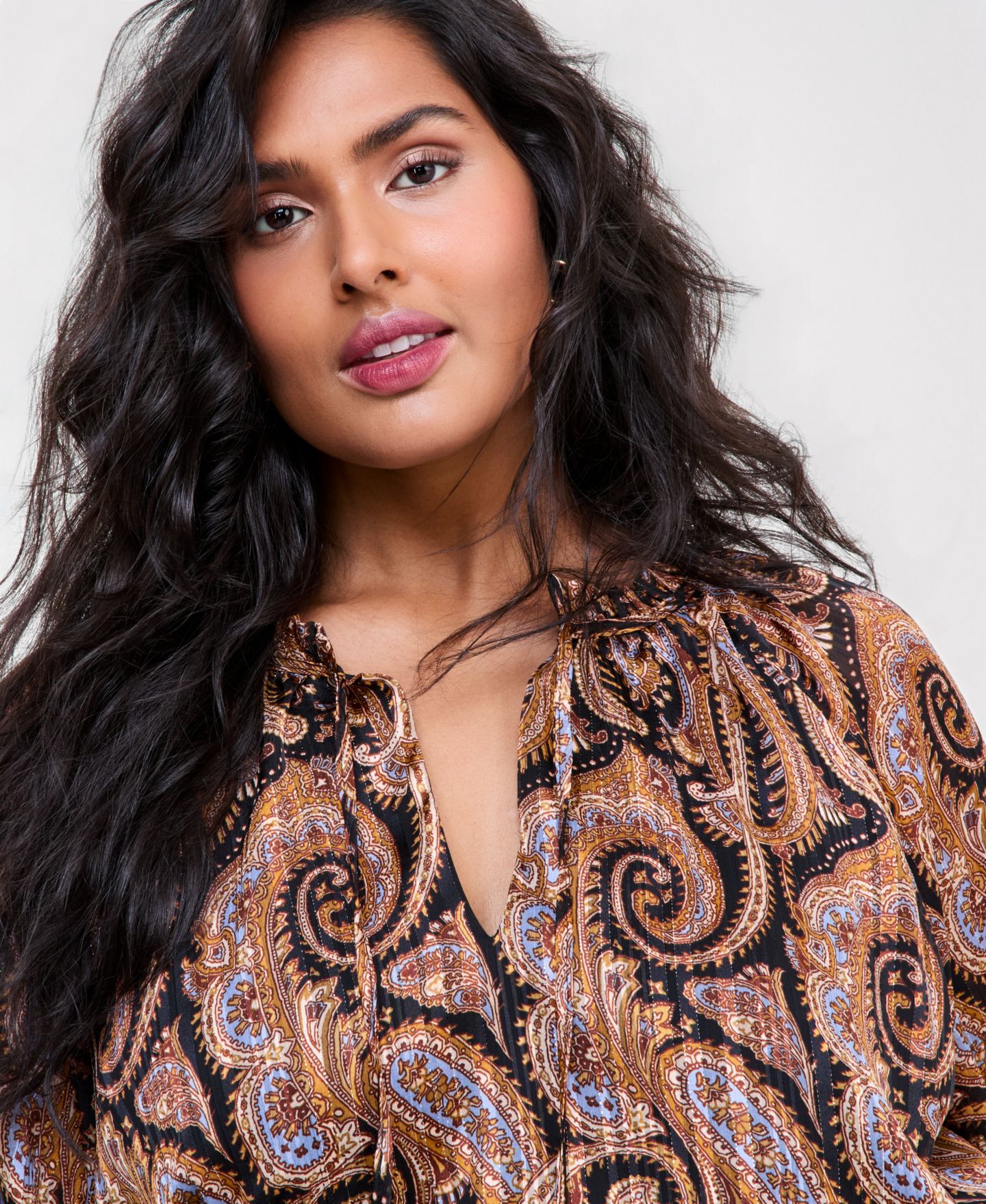 Женское платье I.N.C. International Concepts Plus Size Long-Sleeve High-Low Mock-Neck Chiffon Wrap, цвет: Heln Paisley — фото 3