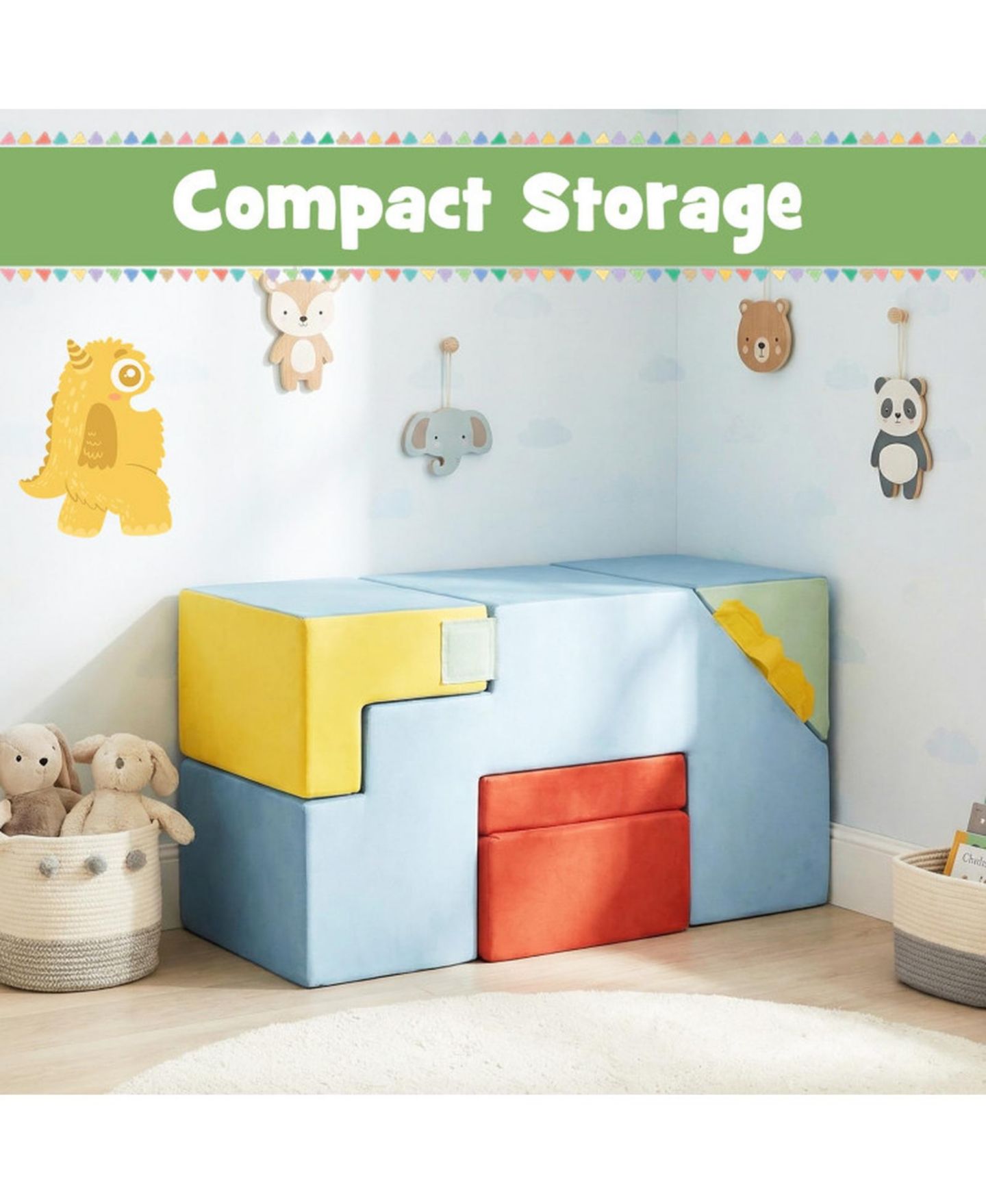 Детские конструкторы SUGIFT Convertible Soft Foam Blocks with Velvet Covers Table and Chair Set, 3-in-1, Ages 3-6, цвет: Синий — фото 7