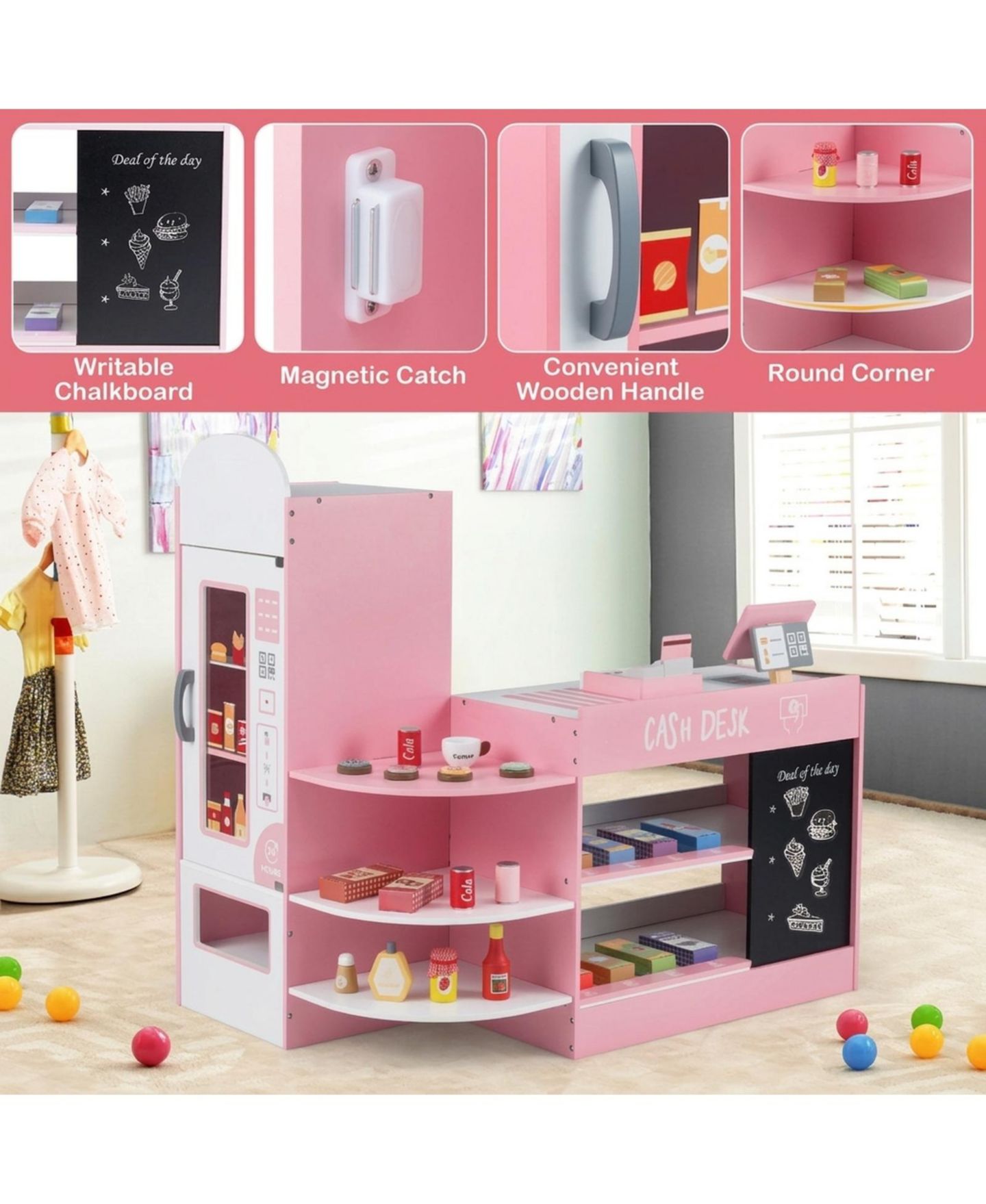 Детский игровой набор SUGIFT Kids Grocery Store Playset with Cash Register and Pos Machine, цвет: Серый — фото 4