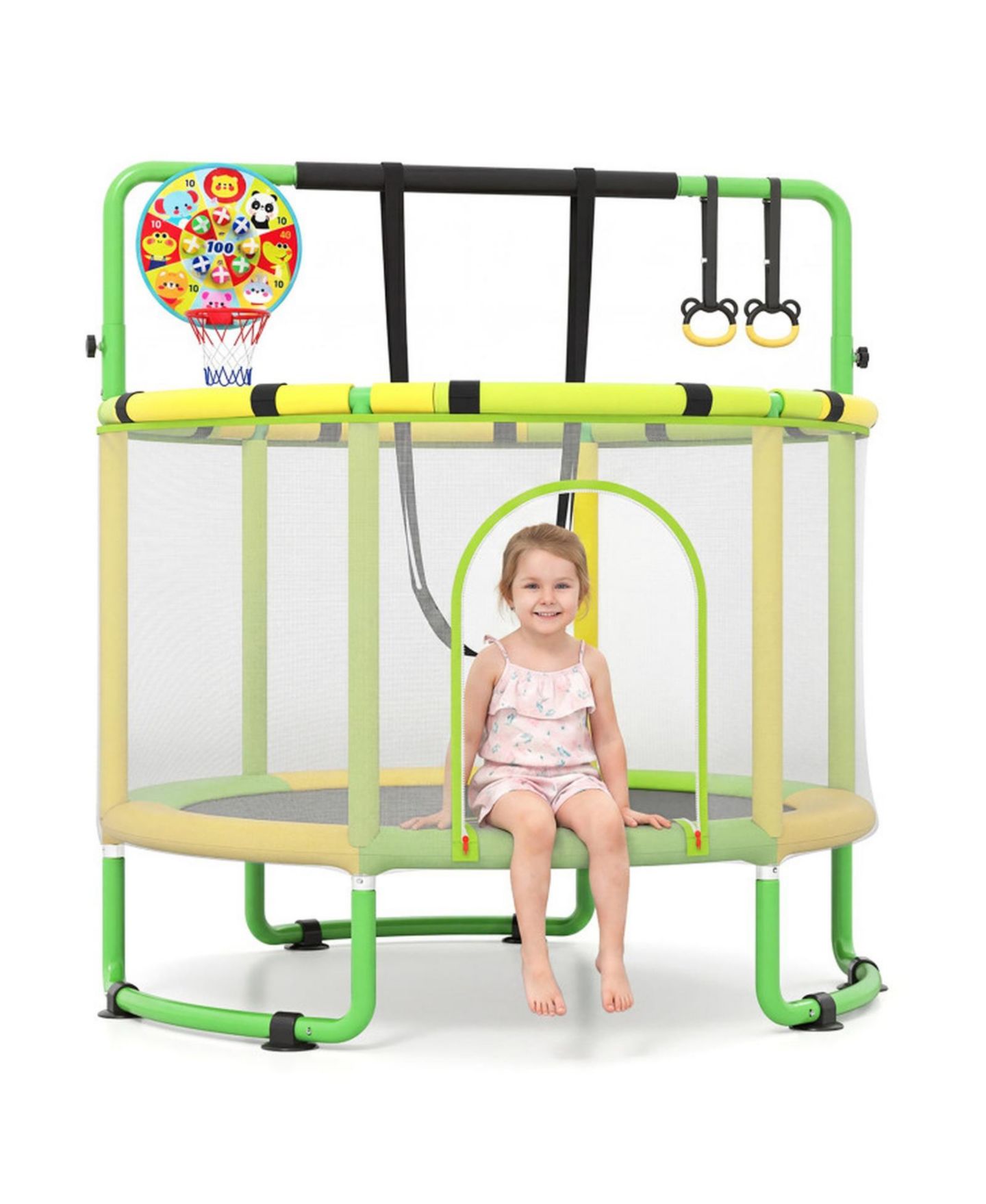 Детская игрушка HONGGE 60" 6-in-1 Trampoline with Enclosure Net, Ages 3+, цвет: Зелёный — фото 2