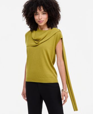 Women's Sleeveless Scarf-Detail Sweater