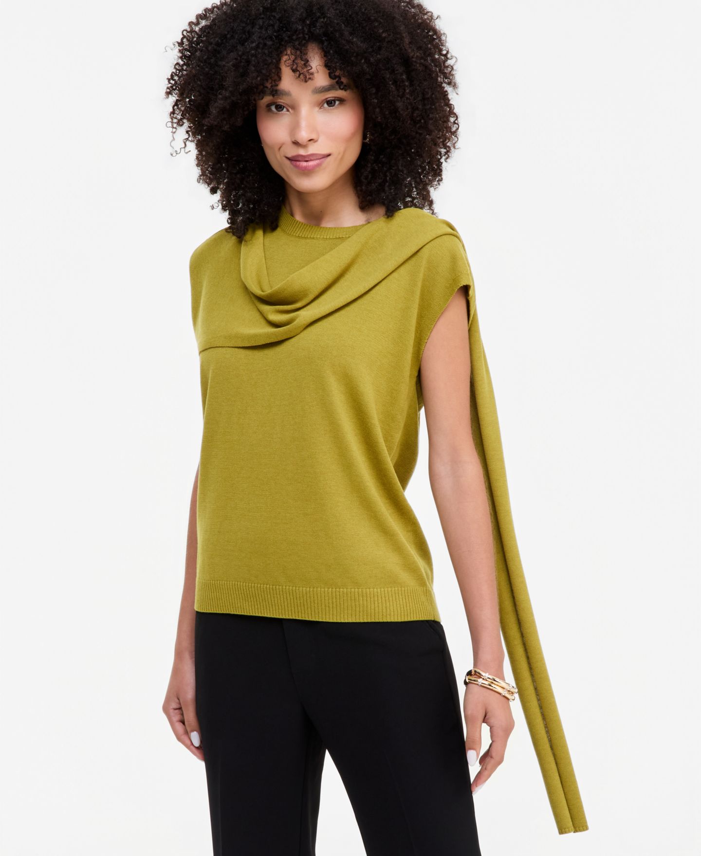 Женский свитер I.N.C. International Concepts Sleeveless Scarf-Detail, цвет: Карри — фото 1