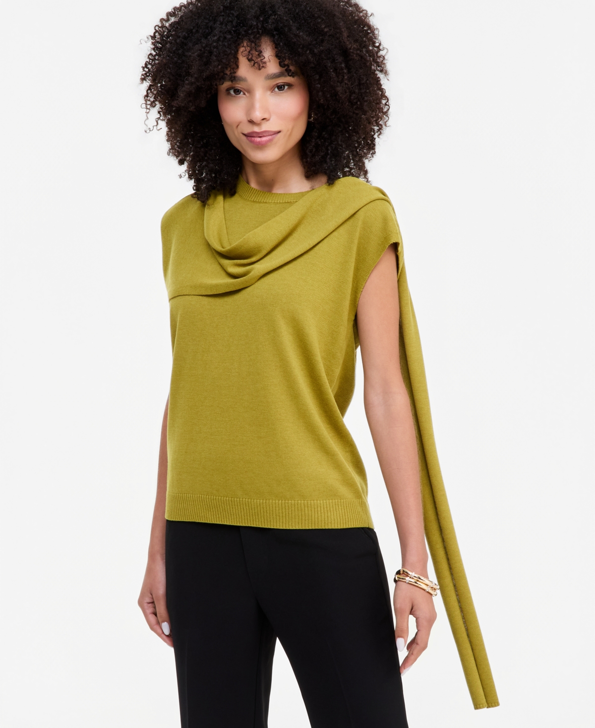 I.n.c. International Concepts Women's Sleeveless Scarf-Detail Sweater, Macy's Exclusive