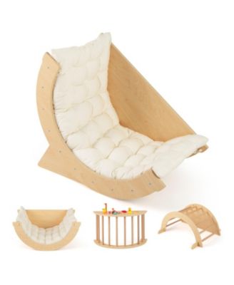 Ages 1+ Montessori Wooden Climbing Arch with Padded Cushion