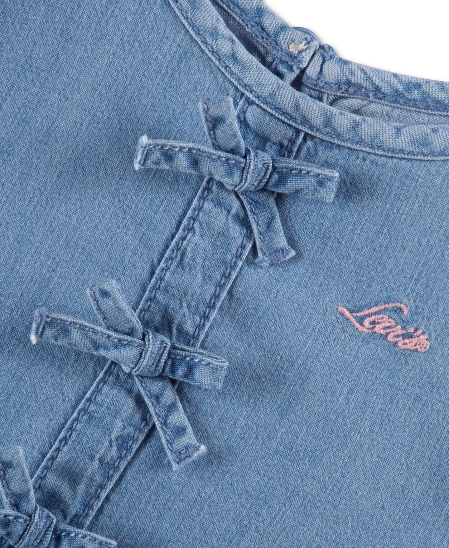 Платья Levi's Short-Sleeve Bubble with Diaper cover, 2-Piece Set для девочек-малышей, цвет: Синий — фото 3
