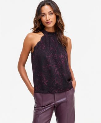 Women's Halter Neck Lace-Trim Blouse
