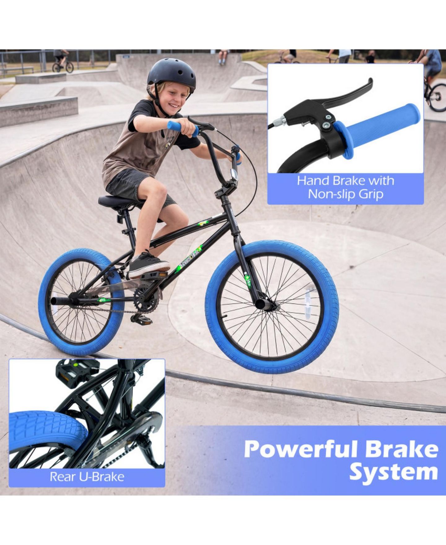 Детская игрушка SUGIFT 20" Trick Bicycle with 360-Degree Steering, Carbon Steel Frame, 7" Adjustable Seat, Ages 8-12, цвет: Тёмно-синий — фото 7