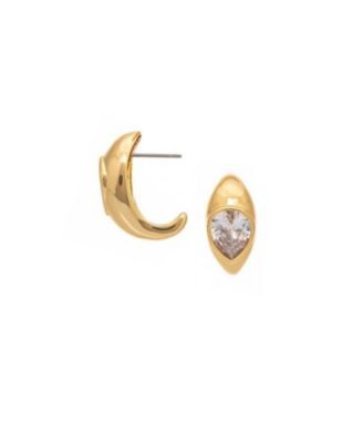 18K Gold Plated Pear CZ Huggie Hoop Earrings