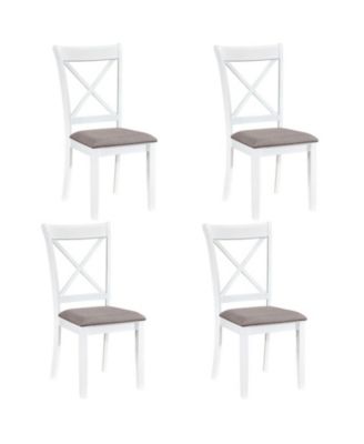 Set of 4 Rubber Wood Dining Chairs with Comfortable Backrest and Padded Seat