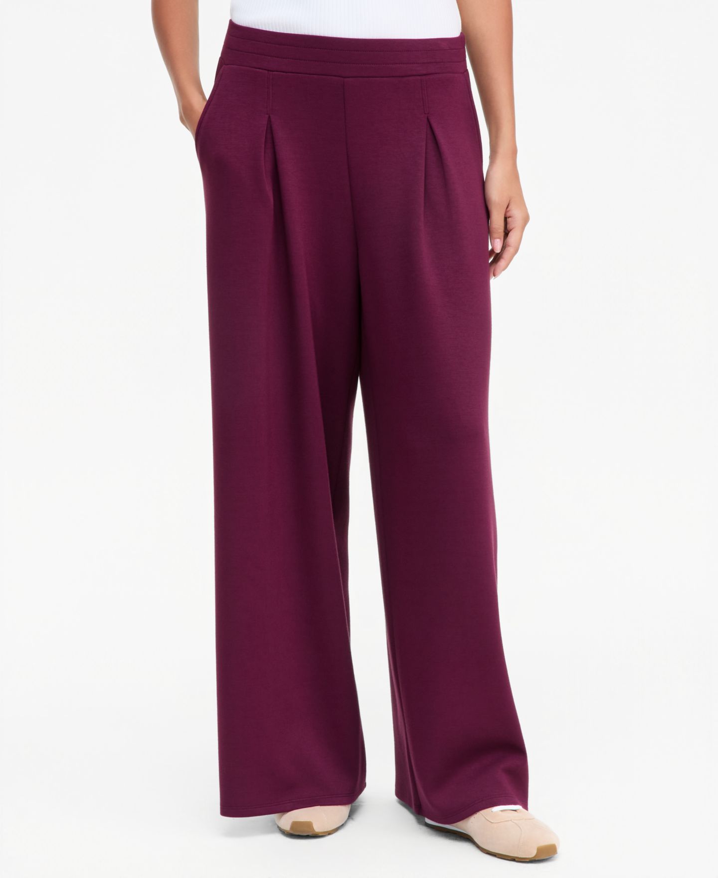 Женские брюки I.N.C. International Concepts Off Duty Pleat-Front Wide-Leg Sweatpants, цвет: Ягодный винный — фото 2
