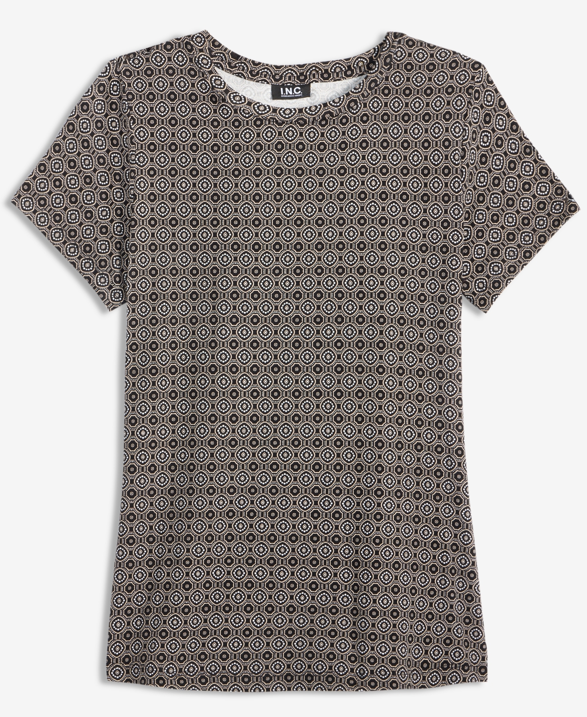 I.n.c. International Concepts Women's Geometric-Print Crewneck Top, Macy's Exclusive