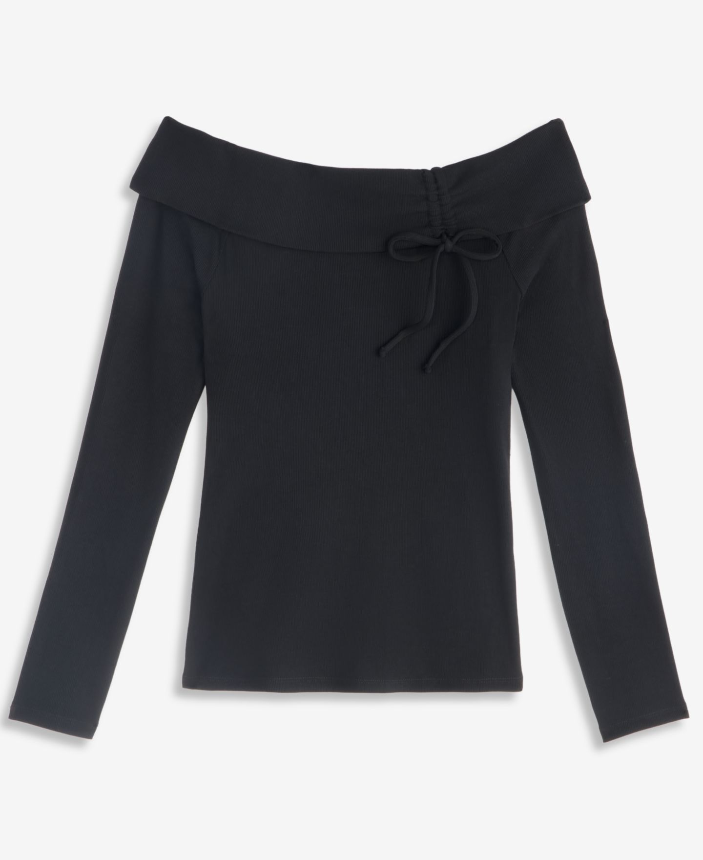 Женский топ I.N.C. International Concepts Off-the-Shoulder Rib-Knit Long-Sleeve Top, цвет: Глубокий чёрный — фото 6