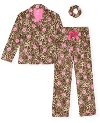 Girls' 5-16 Milky Print Pajama and Matching Scrunchie, 3-Piece Set