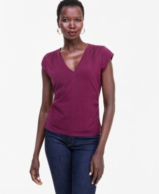Women's Cap-Sleeve V-Neck T-Shirt