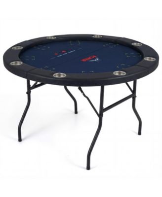 48 Inch Foldable Poker Table with 8 Cup Holders and Padded Edges