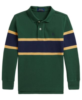Boys' 2T-7 Striped Cotton Mesh Polo Shirt