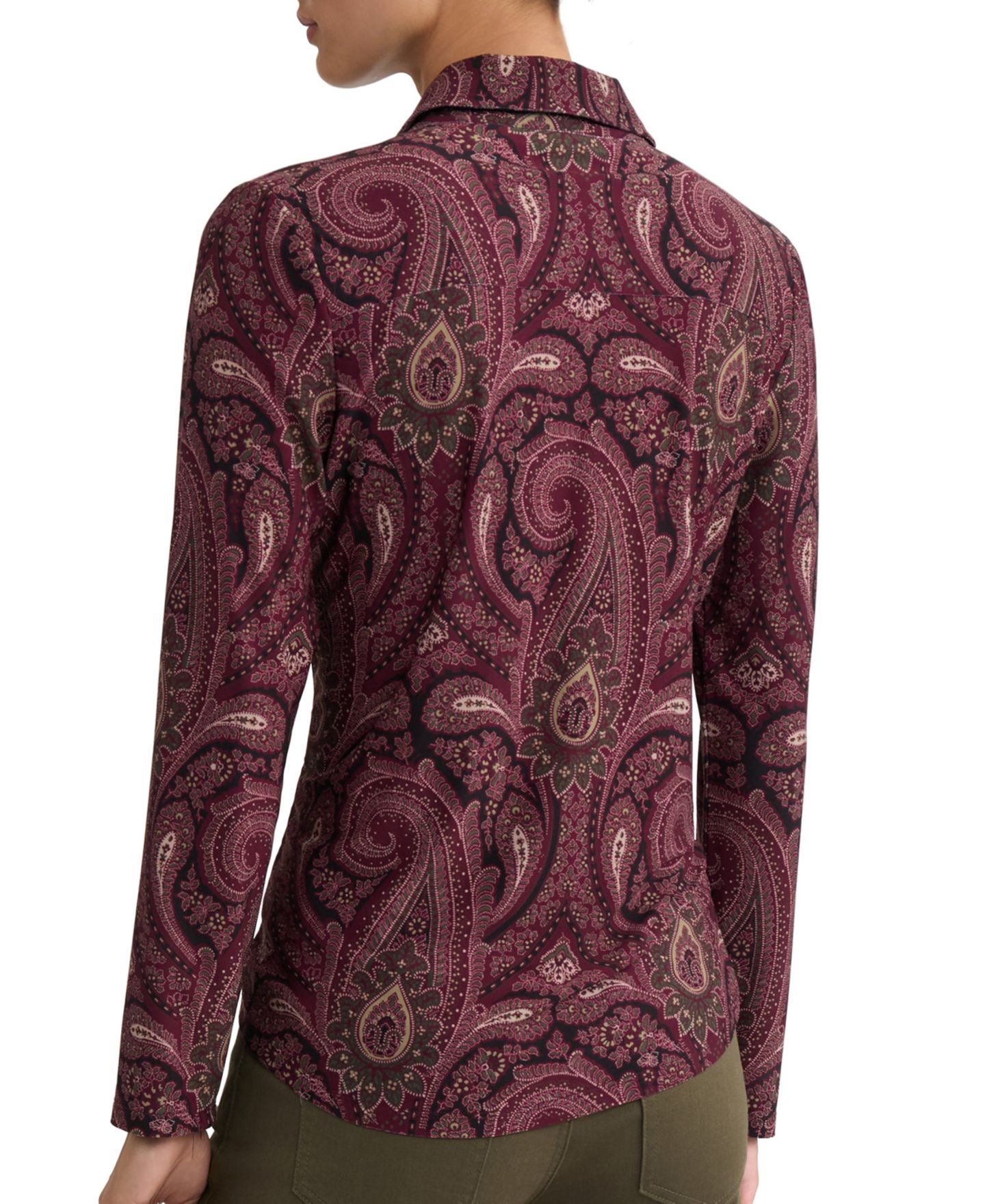Женский топ Jones New York Paisley Long-Sleeve Button-Down Top, цвет: Винный — фото 3