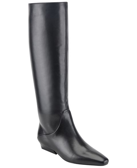 Женские ботинки Marc Fisher LTD Dalli Knee High Flat Dress Boots, цвет: Чёрный кожаный