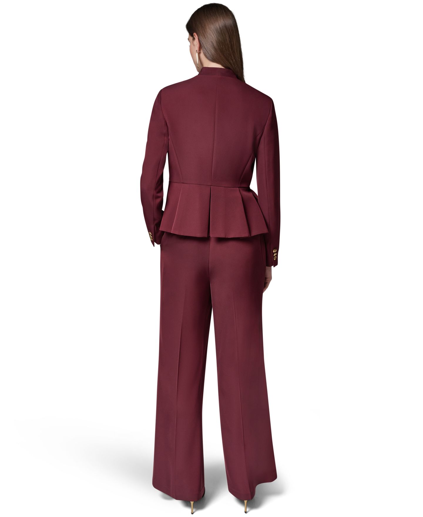 Женский пиджак Donna Karan New York Petite Collarless Peplum Blazer, цвет: Чёрный вишнёвый — фото 9