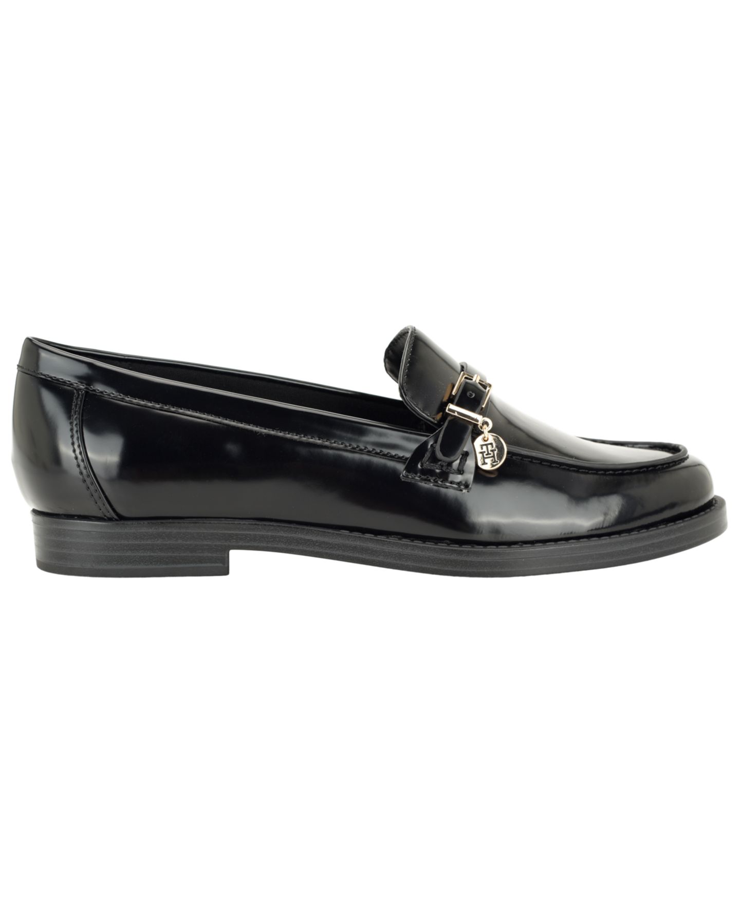 Женские туфли Tommy Hilfiger Maxline Charm Buckle Strap Slip-On Dress Loafers, цвет: Чёрный лаковый — фото 2