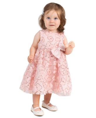 Baby Girls' Butterfly Soutache Bodice with Satin Bow Drees and Panty, 2-Piece Set