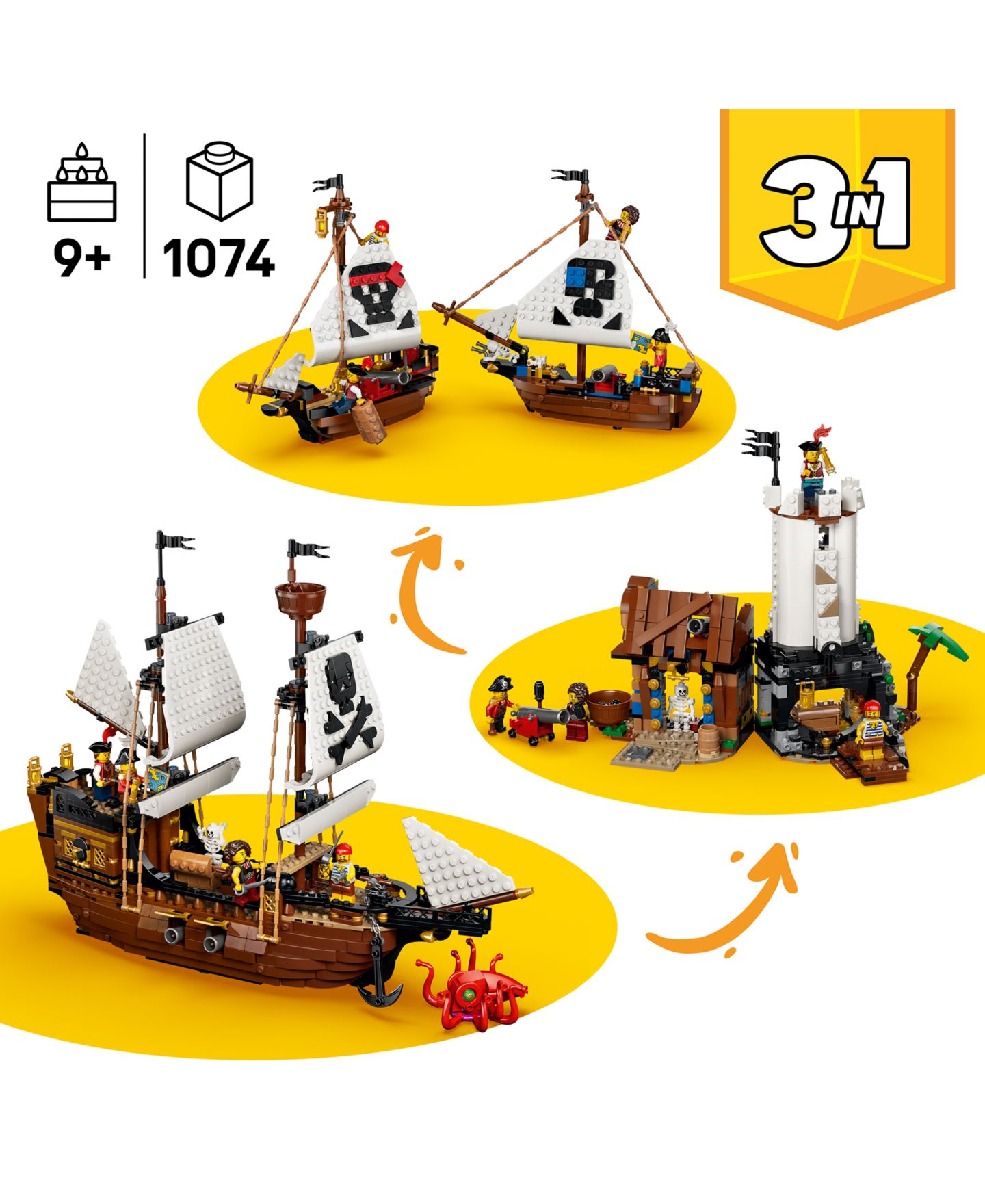 Детские конструкторы LEGO Creator 3 in 1 Iconic Pirate Ship 31387, 1074 Pieces — фото 2