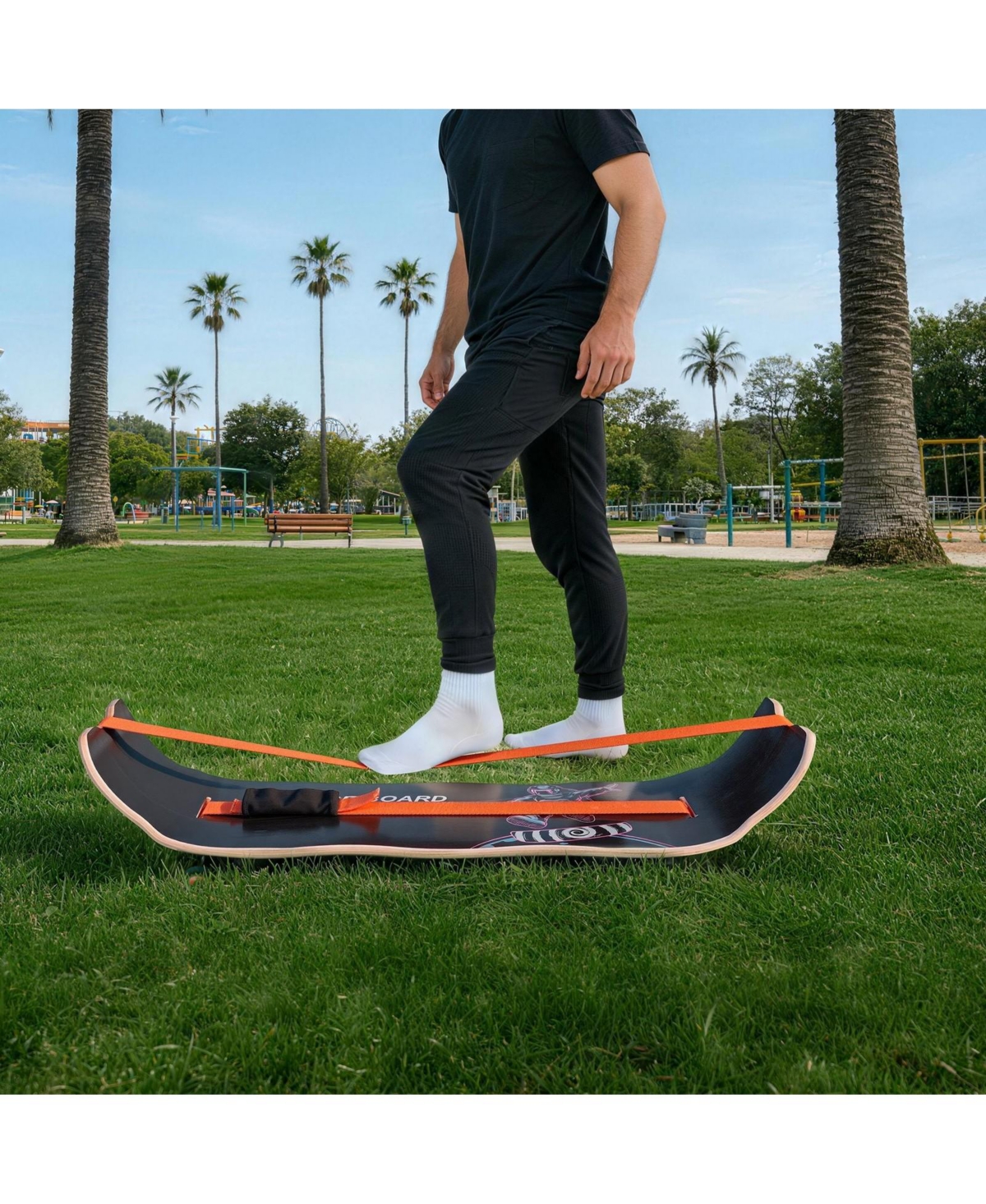 Sugift Wooden Curved Balance Board Trainer for Adults Core Workouts Standing Desk Exercise 441 lbs