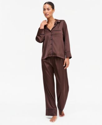 Women's Printed Satin Long Pajama Set