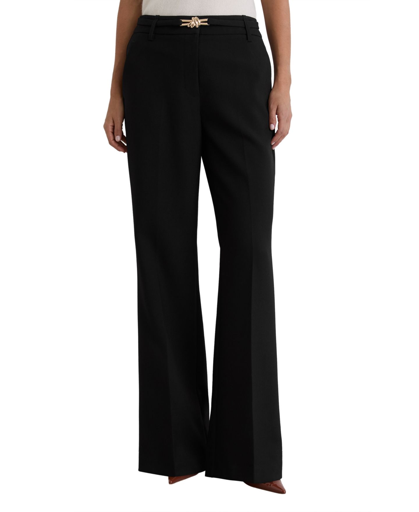 Женские брюки REISS Leona Flared-Belted Trousers, цвет: Чёрный — фото 1
