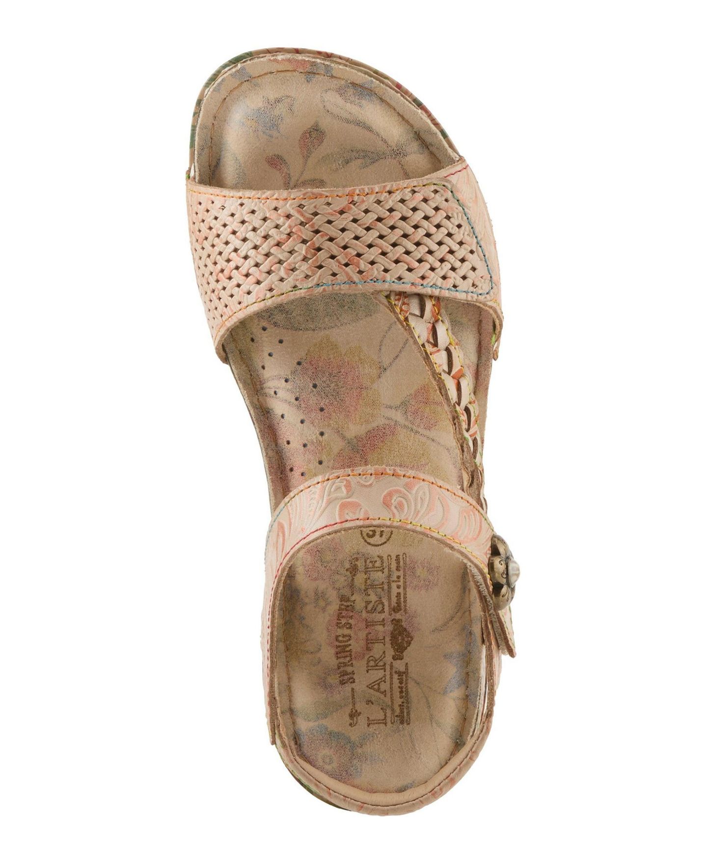 Женские сандалии L'Artiste Popular Quarter Strap Sandal with Leather Upper, цвет: Бежевый разноцветный — фото 3