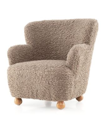 Kids Sherpa Upholstered Armchair with Spring-Loaded Cushion and Rubber Wood Legs