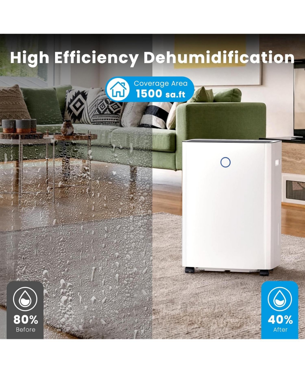 Cowsar 85 Oz Dehumidifier with Drain Hose for Home, Quiet Operation