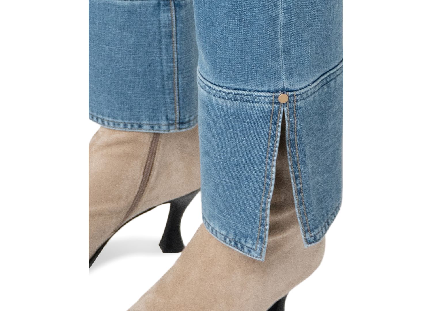 Petite Kennedy Straight-Leg Cuffed Mid-Rise Jeans