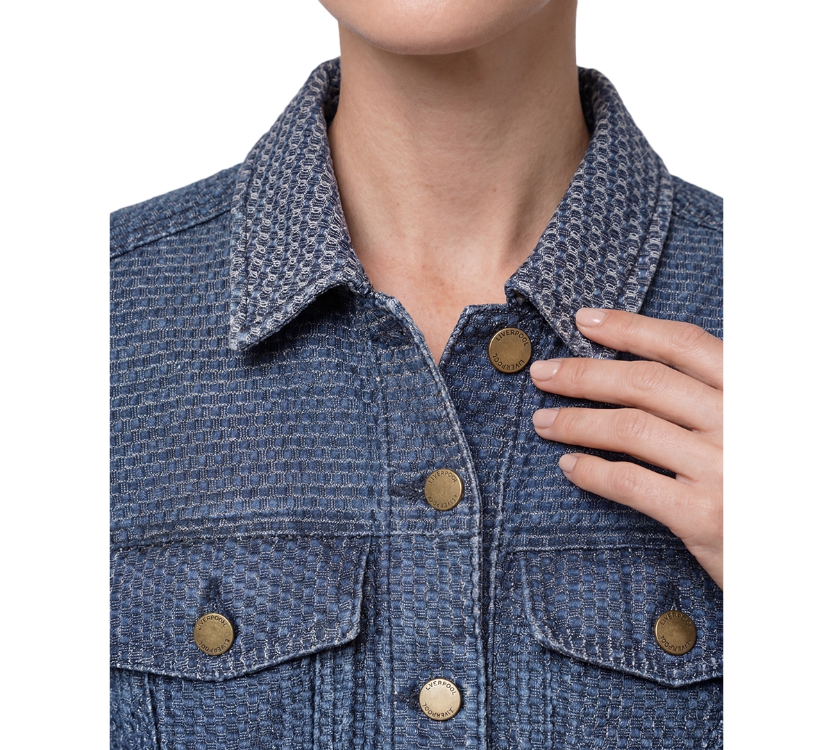 Liverpool Los Angeles Petite Fit and Flare Trucker Denim Jacket