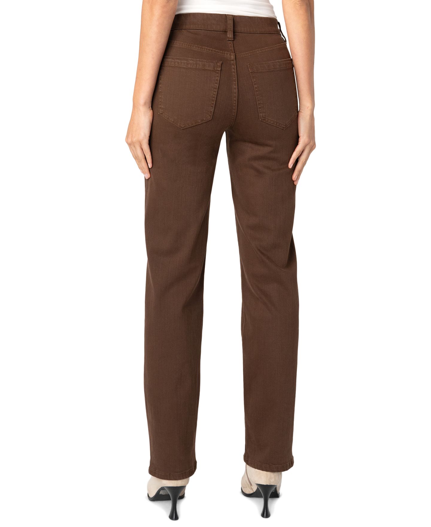 Женские джинсы Liverpool Los Angeles Petite Kennedy Comfort Waist Mid-Rise Straight-Leg, цвет: Коричневый — фото 4