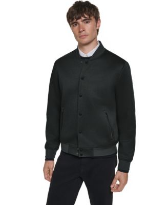 Men's Textured Varsity Zip Bomber Jacket