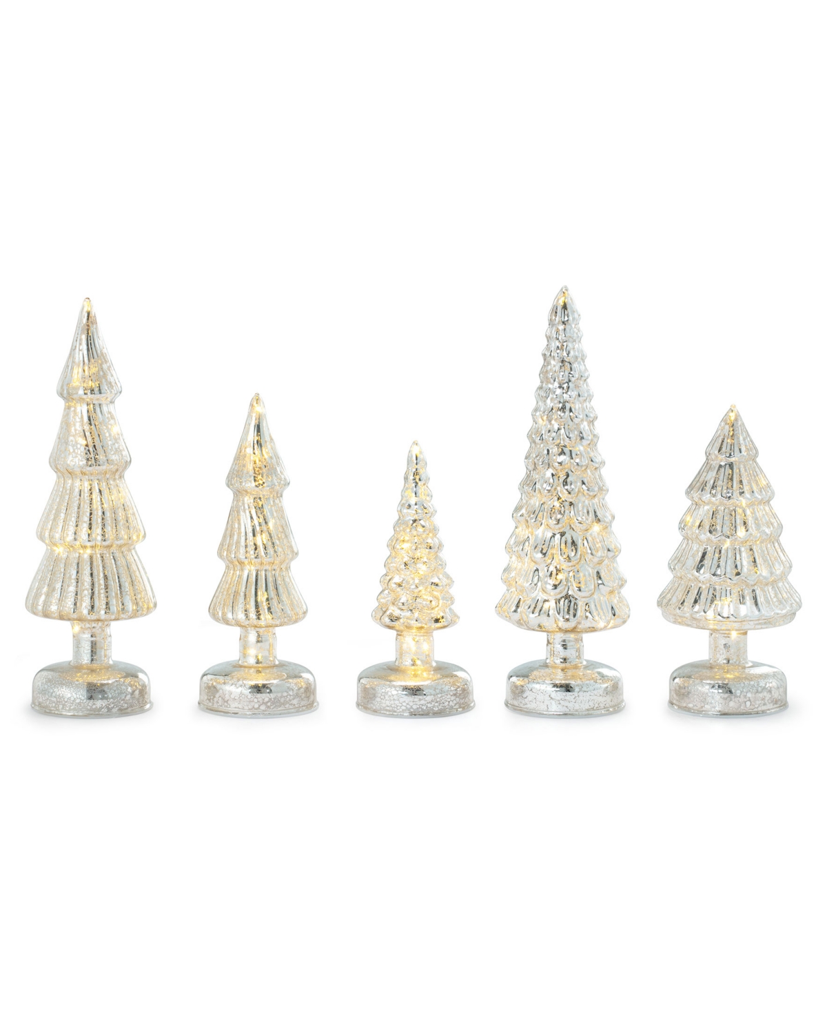 Mr. Christmas Metallic Silver Twinkling Trees, Set of 5