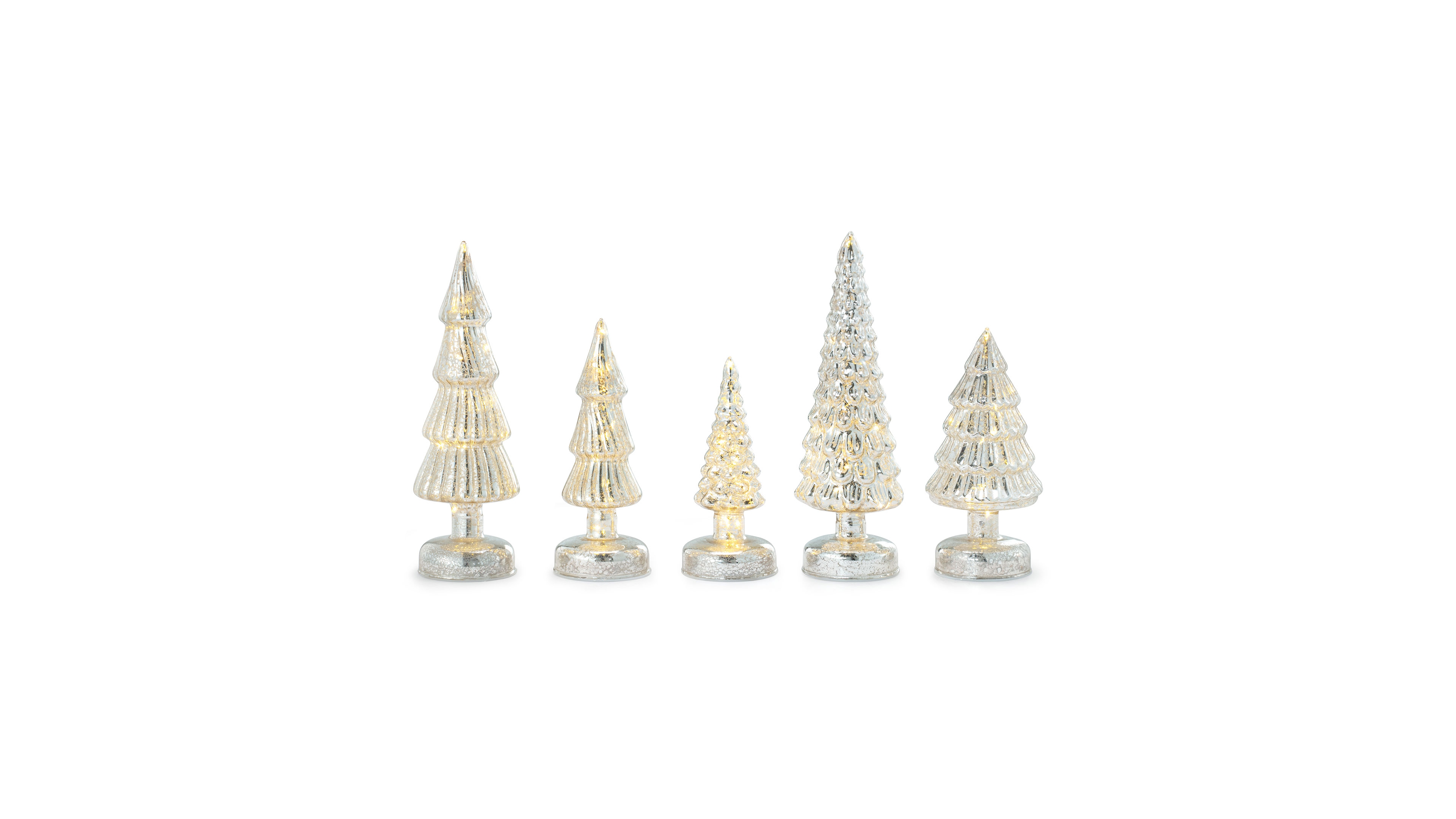 Mr. Christmas Metallic Silver Twinkling Trees, Set of 5