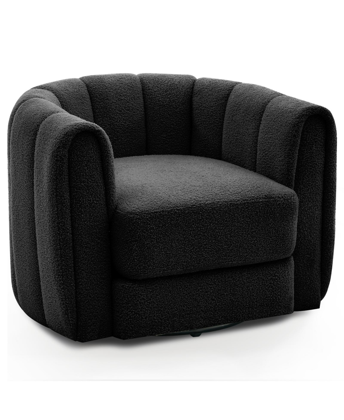 homfan Modern Swivel Barrel Accent Chair, 360degrees) Upholstered Armchair With Striped Backrest And Plush Padding, Round Lounge