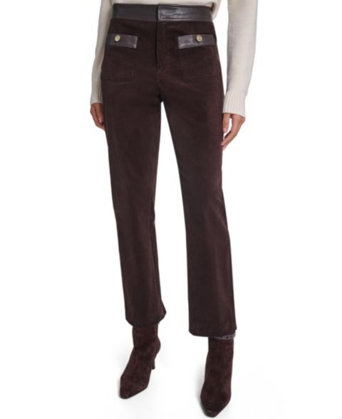 Женские брюки KARL LAGERFELD PARIS High-Waist Straight Corduroy, цвет: Шоколадный