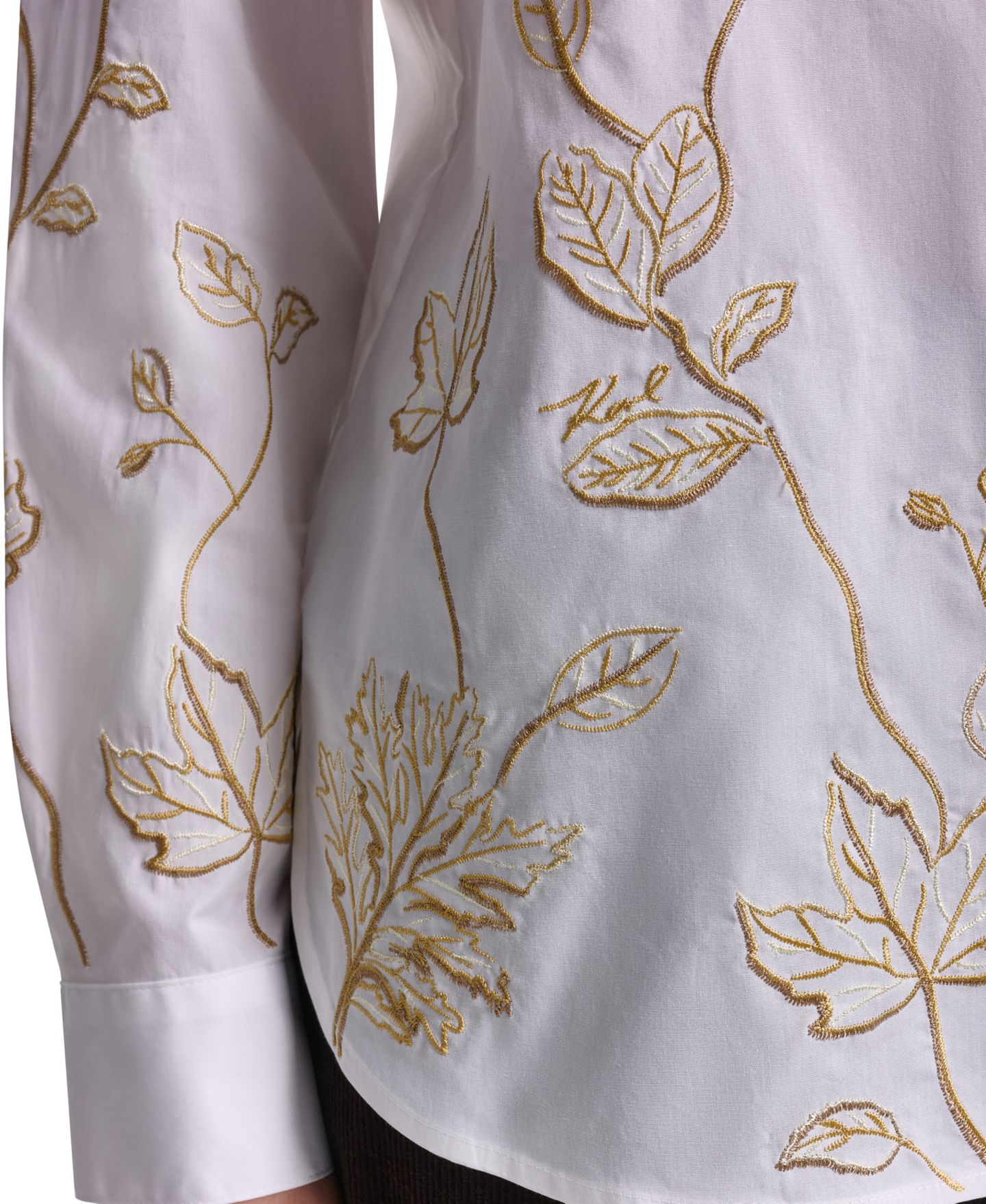 Женская блузка KARL LAGERFELD PARIS Petite Floral Embroidered Long-Sleeve Blouse, цвет: Белый — фото 8