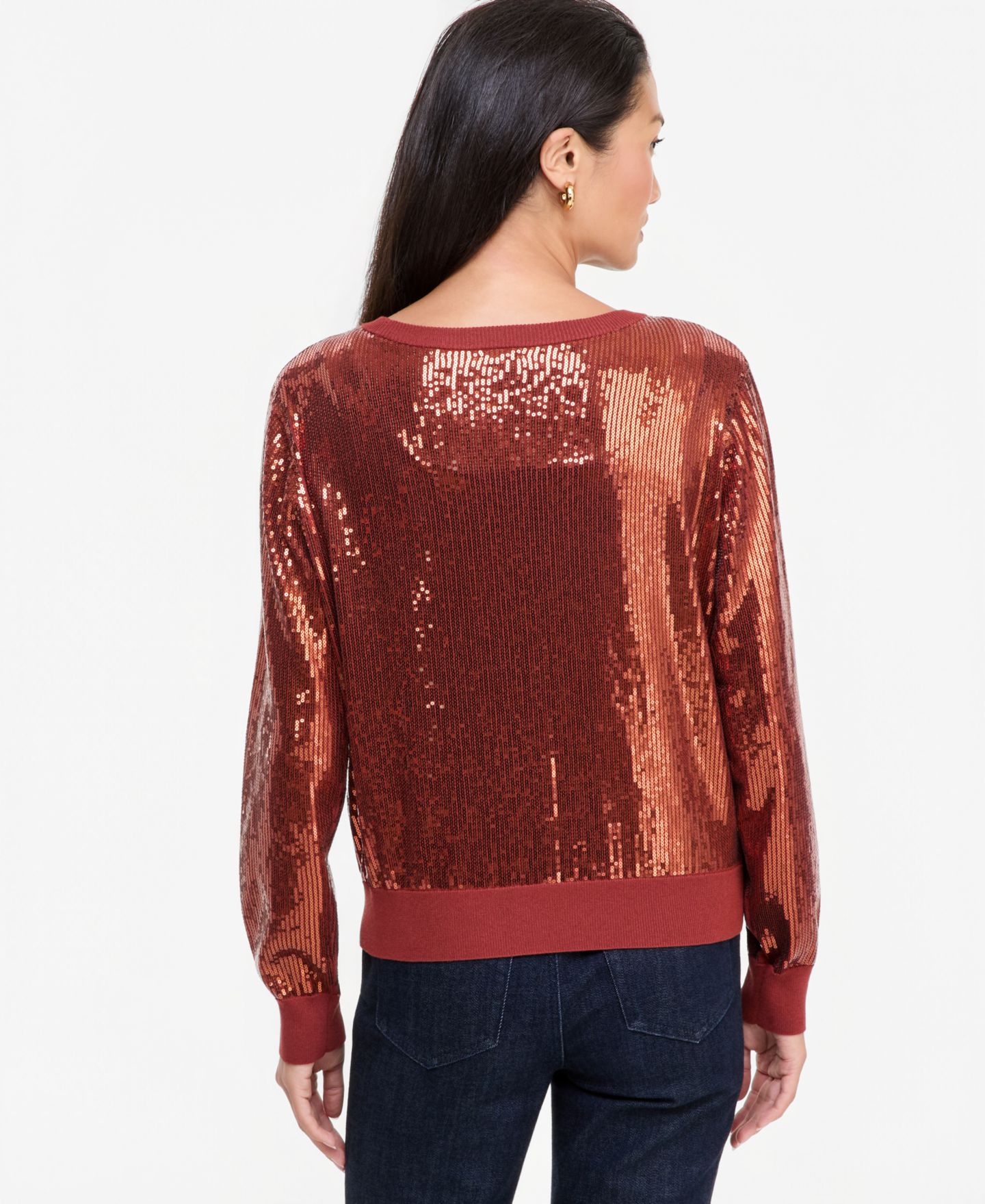 Женский кардиган I.N.C. International Concepts Sequin V-Neck, цвет: Медный ржавый — фото 2