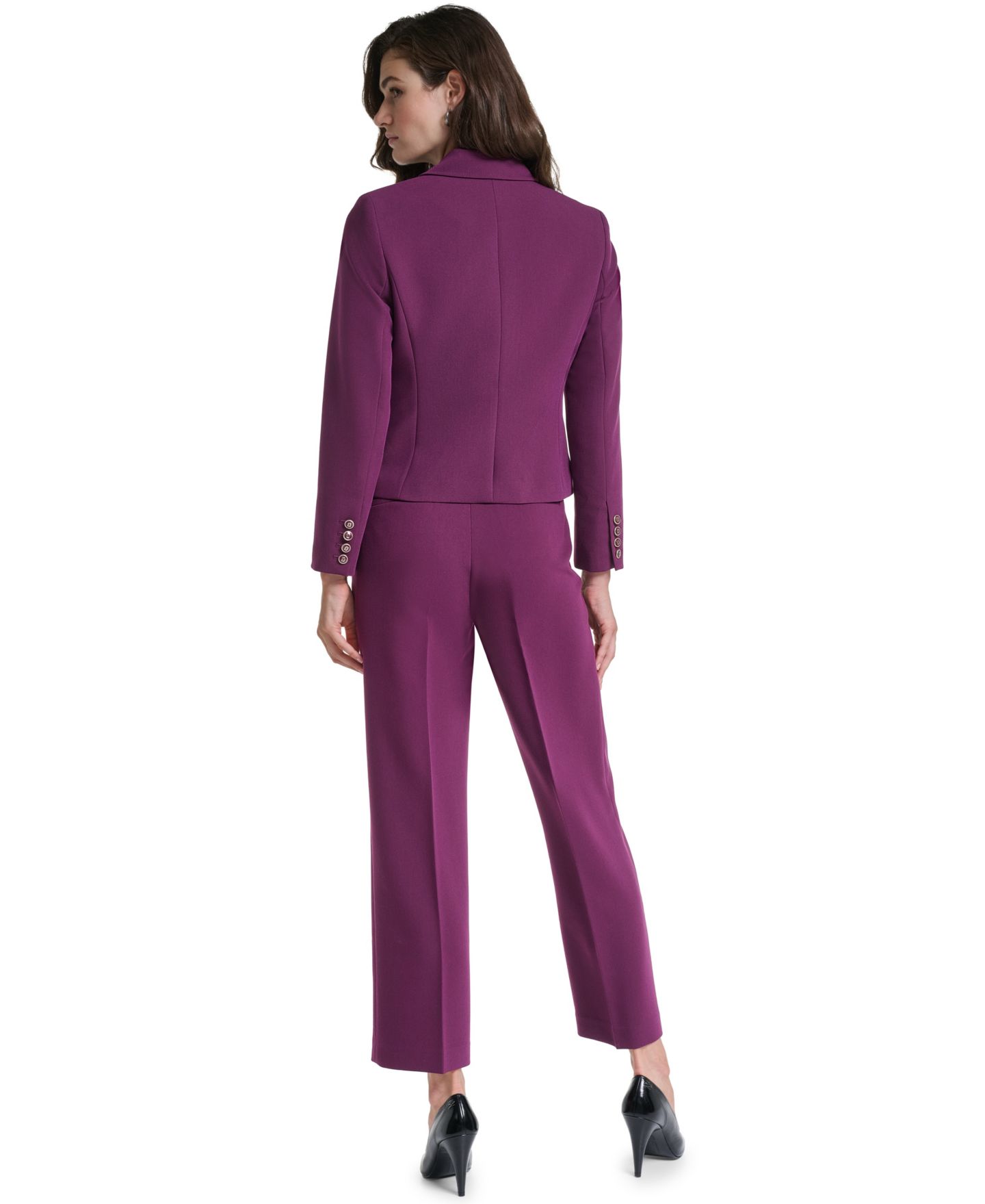 Женский пиджак KARL LAGERFELD PARIS Petite Cropped Single-Button Blazer, цвет: Вишнёвый — фото 5